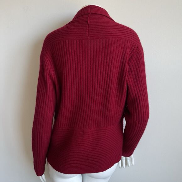 Vintage Talbots Cashmere Silk Ribbed Knit Y2K Cardigan Sweater Red M Holidays - Picture 7 of 15